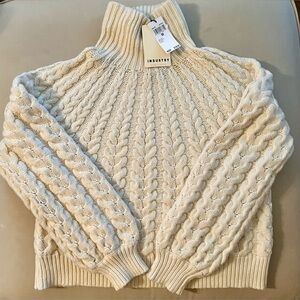 NWT Industry Republic Clothing Women's Cable Knit Turtleneck Sweater - Cream